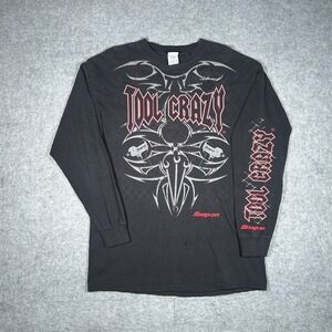 Snap-on Tool Crazy Shirt Mens Large Black Long Sleeve Graphic Tee Y2K Biker Core